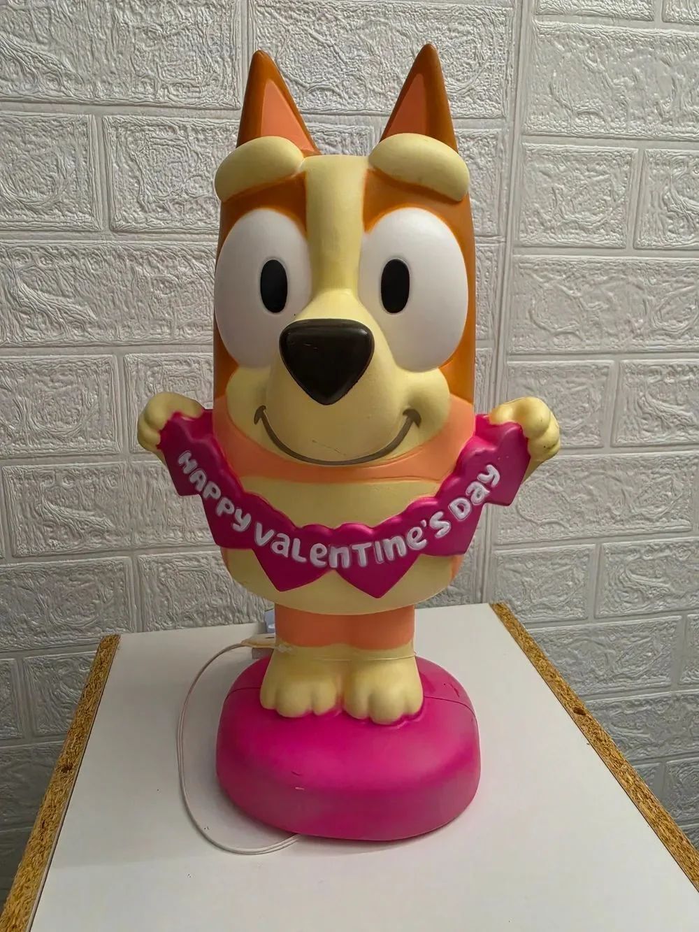 Bluey Bingo Lighted Blow Mold 14” Valentine’s Day with Cut Out Hearts, NEW